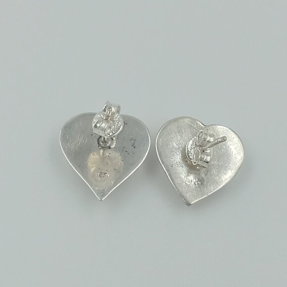 Vintage Sterling Silver Puff Heart Earrings - Picture 10 of 10